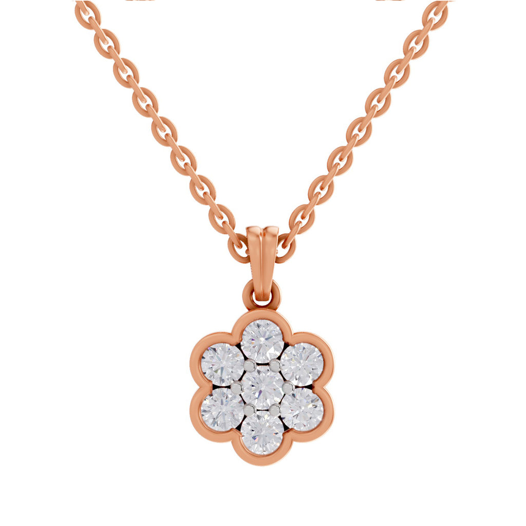 0.95 ct Cluster Flower Diamond Pendant in 14K
