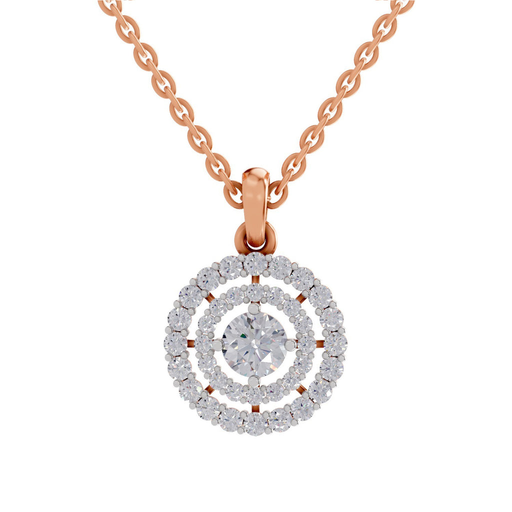 1.30 ct Double Halo Diamond Pendant in 14K