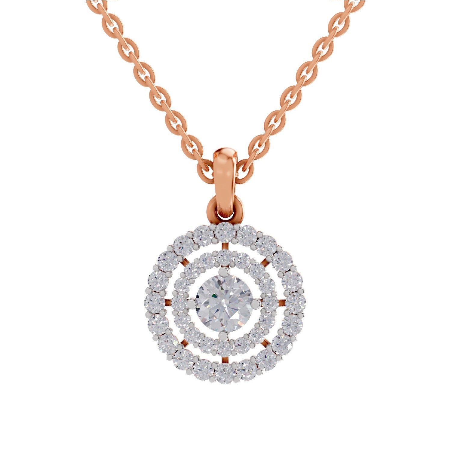 1.30 ct Double Halo Diamond Pendant in 14K