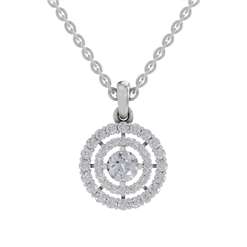 1.30 ct Double Halo Diamond Pendant in 14K