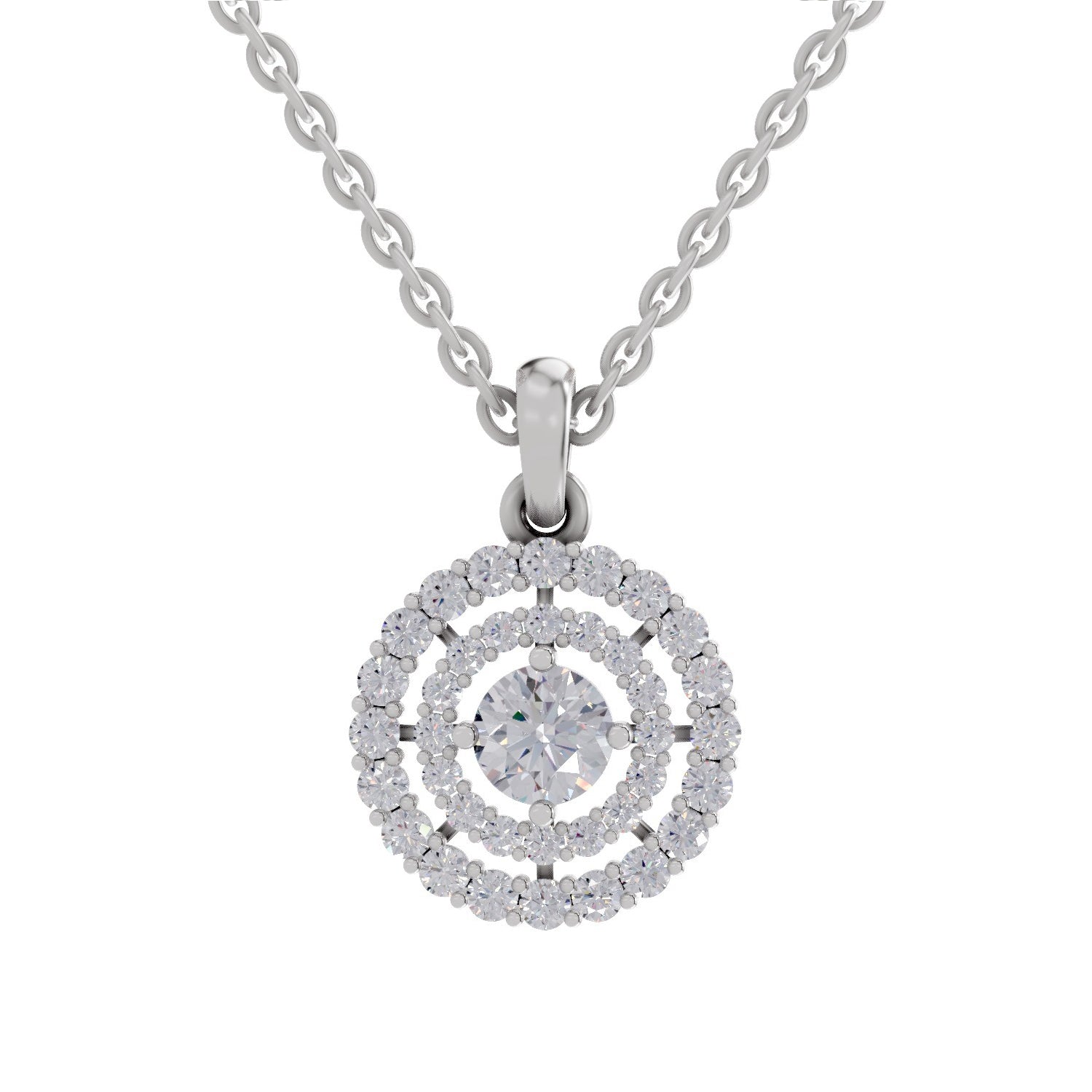 1.30 ct Double Halo Diamond Pendant in 14K
