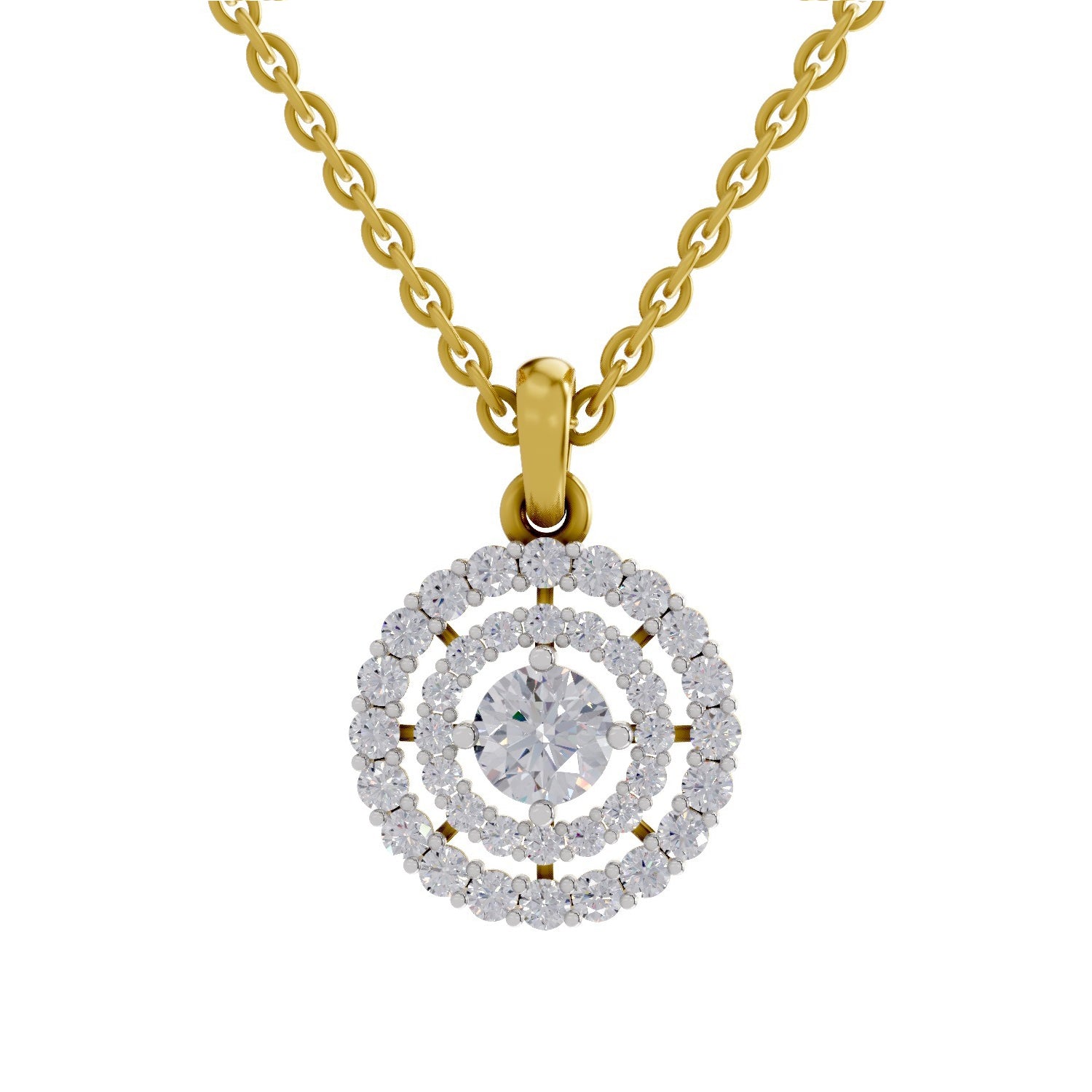 1.30 ct Double Halo Diamond Pendant in 14K