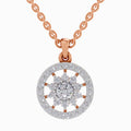 0.87 ct Starburst Halo Diamond Pendant in 14K