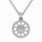 0.87 ct Starburst Halo Diamond Pendant in 14K