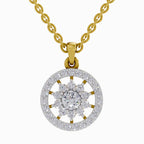 0.87 ct Starburst Halo Diamond Pendant in 14K