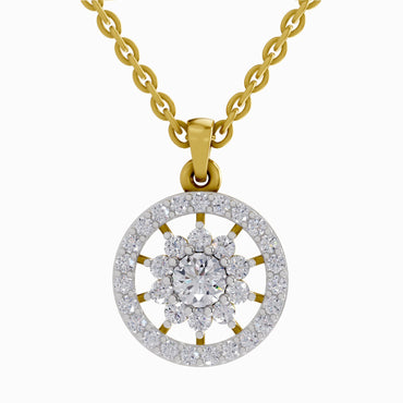 0.87 ct Starburst Halo Diamond Pendant in 14K