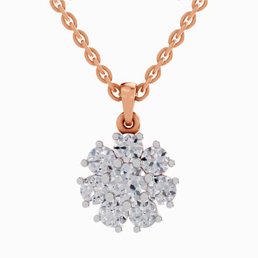1.62 ct Diamond Cluster Flower Pendant in 14K