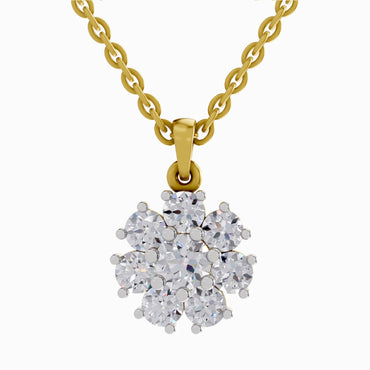 1.62 ct Diamond Cluster Flower Pendant in 14K