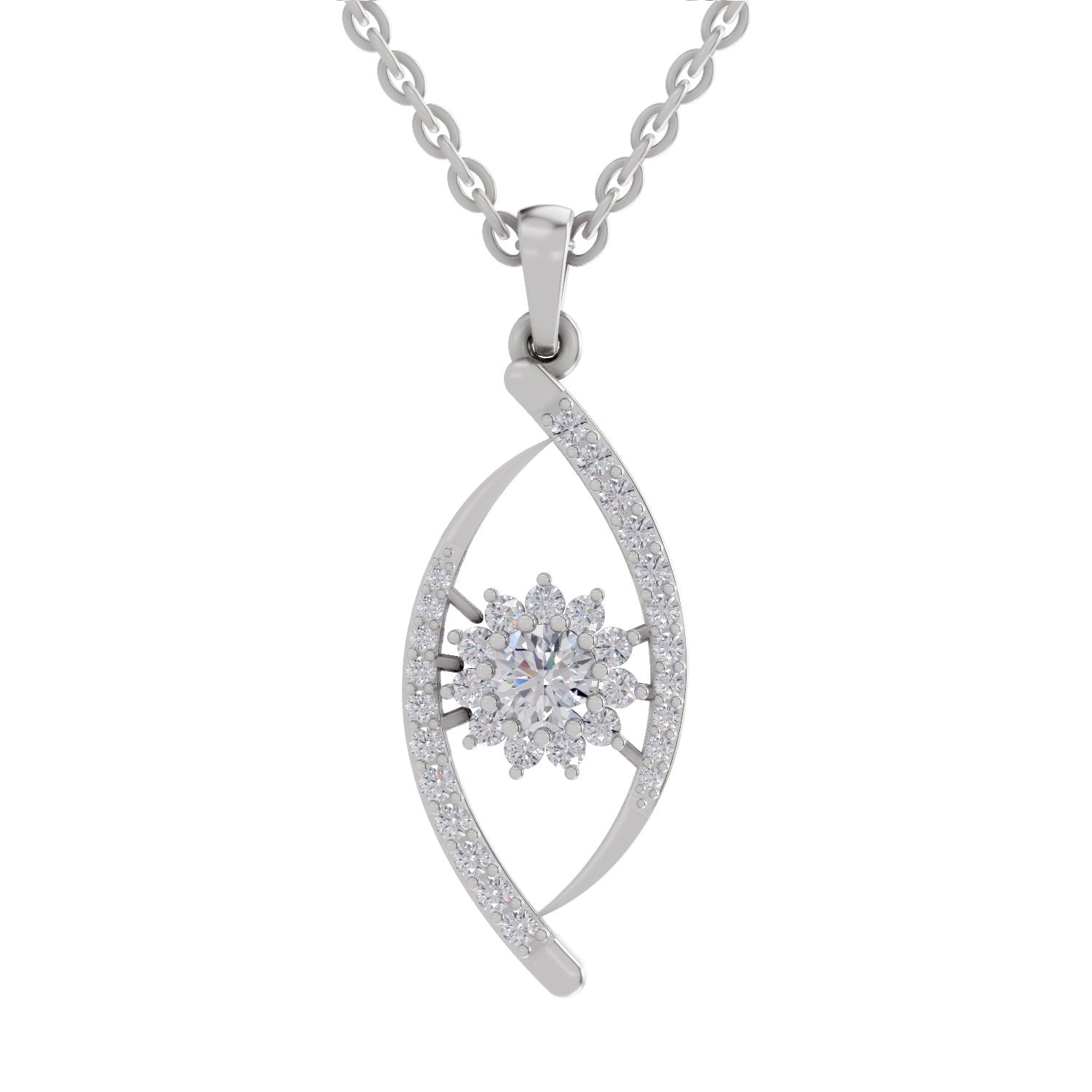 0.75 ct Swirl Diamond Pendant in 14K