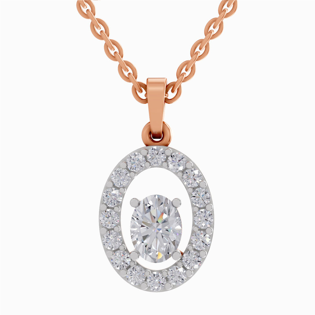 1.38 ct Oval Shape Halo Diamond Pendant in 14K