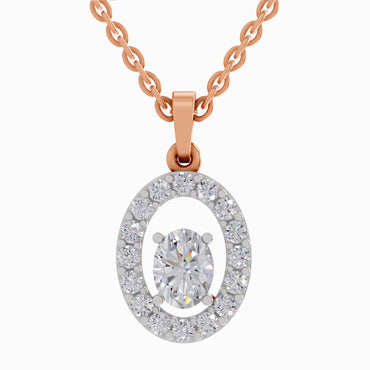 1.38 ct Oval Shape Halo Diamond Pendant in 14K