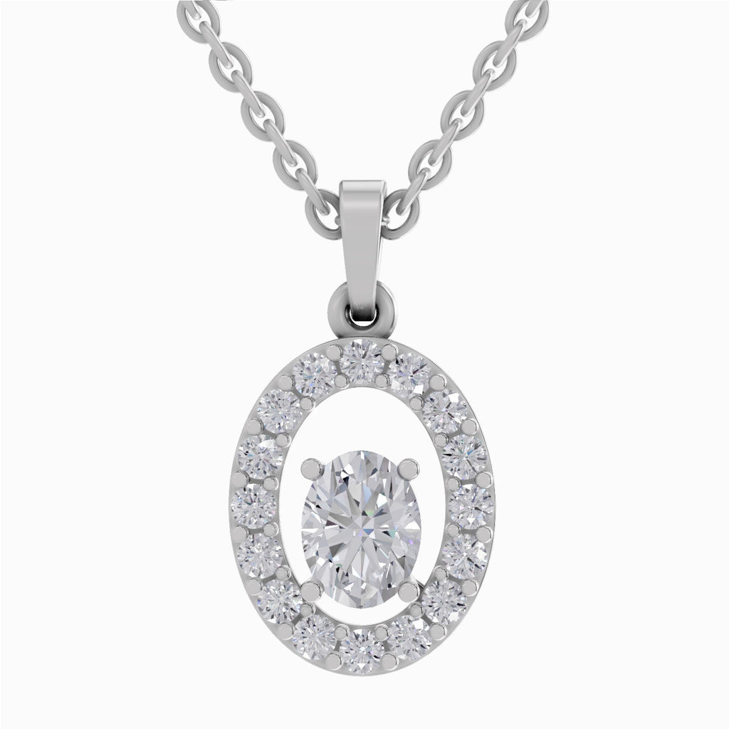 1.38 ct Oval Shape Halo Diamond Pendant in 14K
