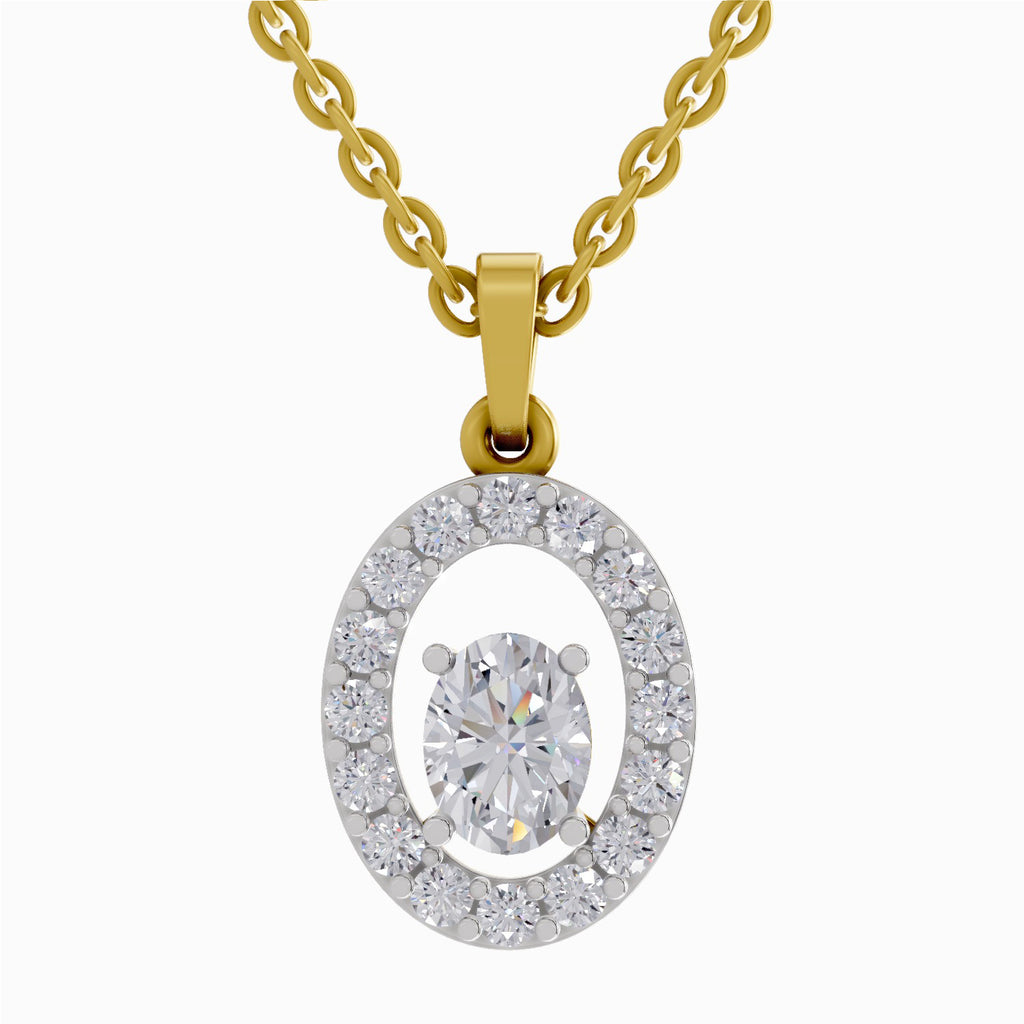 1.38 ct Oval Shape Halo Diamond Pendant in 14K