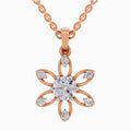 1 ct Floral Solitaire Diamond Pendant in 14K