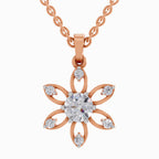 1 ct Floral Solitaire Diamond Pendant in 14K