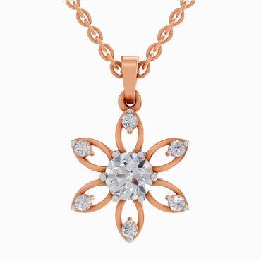 1 ct Floral Solitaire Diamond Pendant in 14K