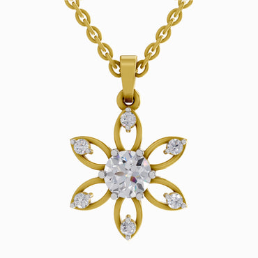 1 ct Floral Solitaire Diamond Pendant in 14K