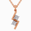 1 ct Solitaire Princess Shape Zigzag Diamond Pendant in 14K