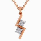1 ct Solitaire Princess Shape Zigzag Diamond Pendant in 14K