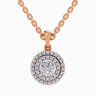 0.70 ct Double Halo Diamond Pendant in 14K