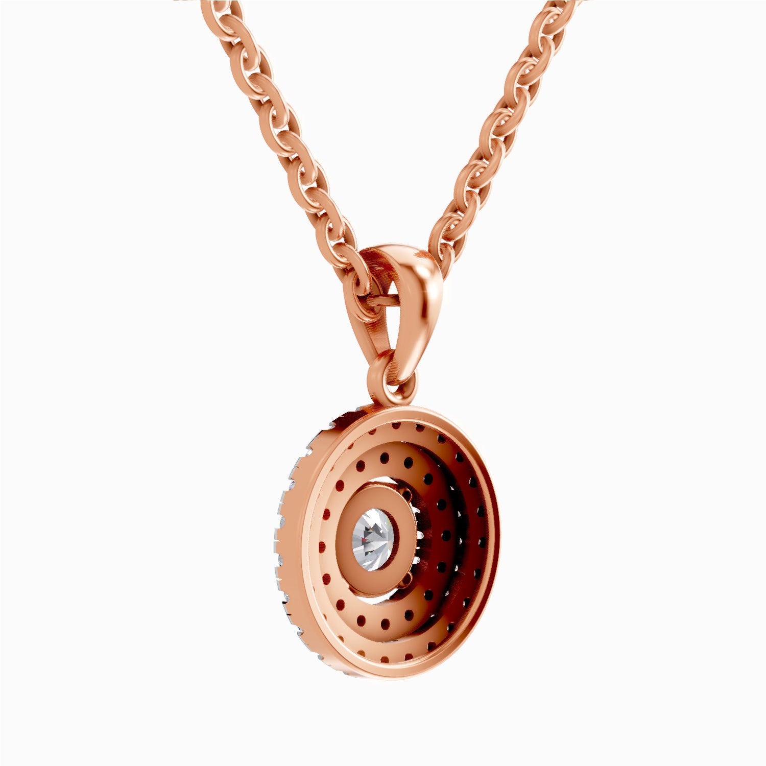 0.70 ct Double Halo Diamond Pendant in 14K