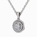 0.70 ct Double Halo Diamond Pendant in 14K