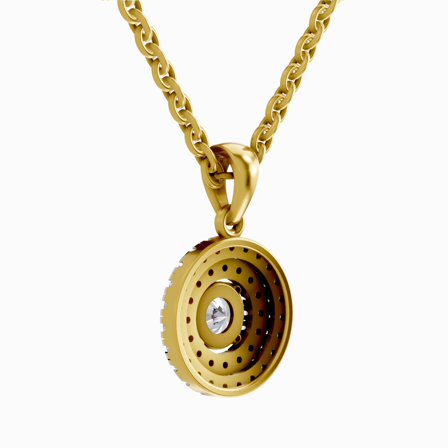 0.70 ct Double Halo Diamond Pendant in 14K