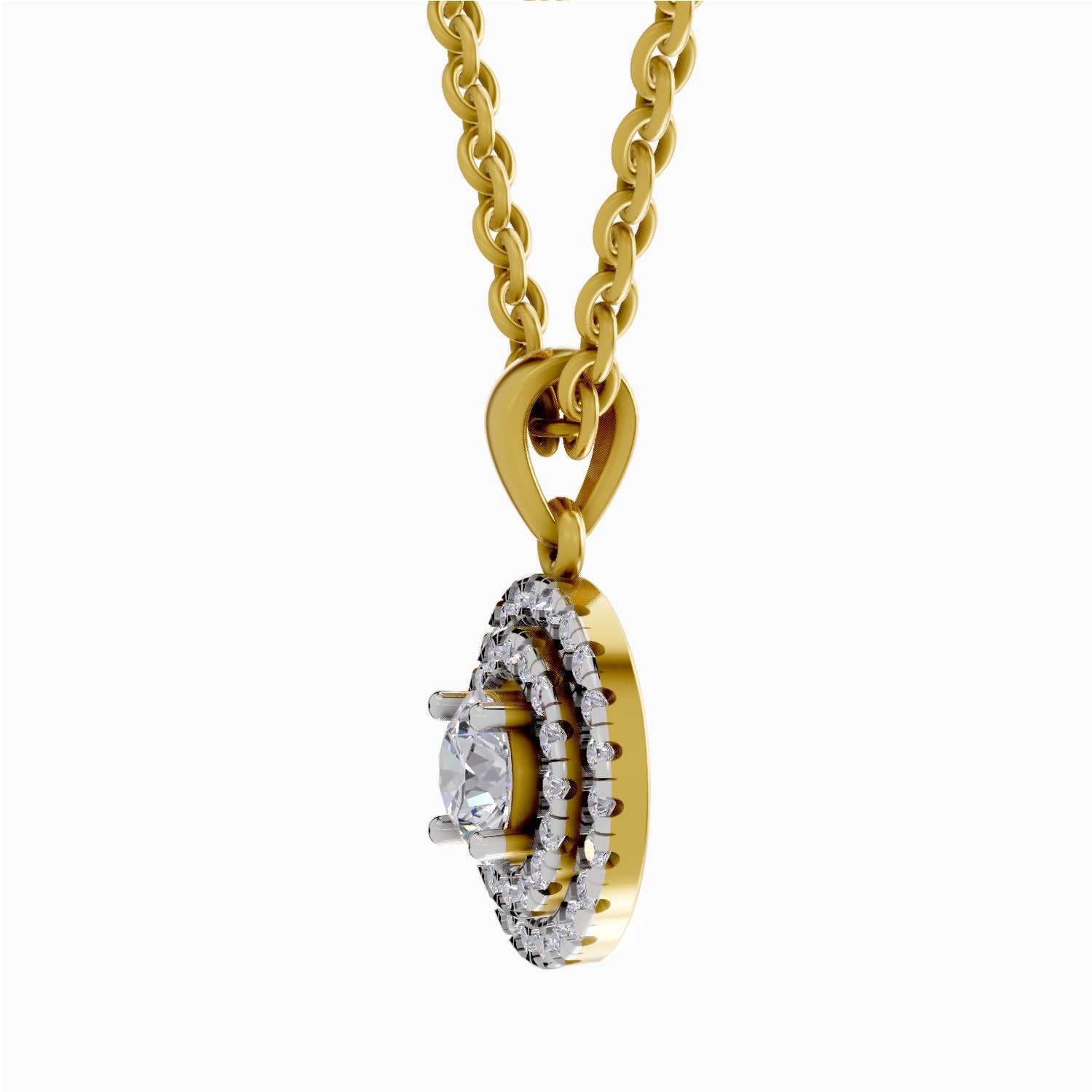 0.70 ct Double Halo Diamond Pendant in 14K