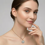0.70 ct Double Halo Diamond Pendant in 14K