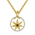 0.23 Round Shape | 925 Sterling Silver Gold Plated Floral Pendant Necklace