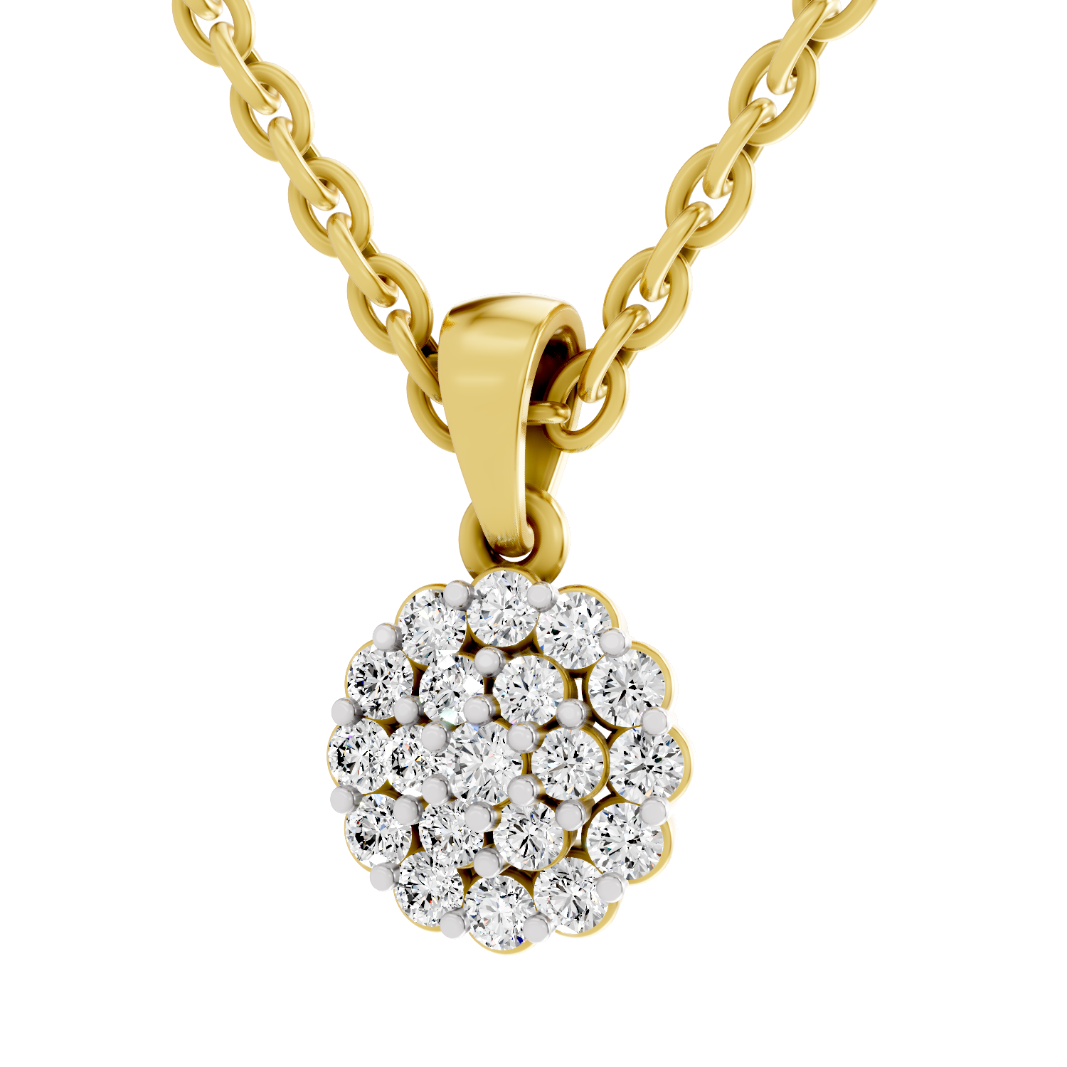0.31 Carat Snowflake Halo Pendant | 14K Yellow Gold