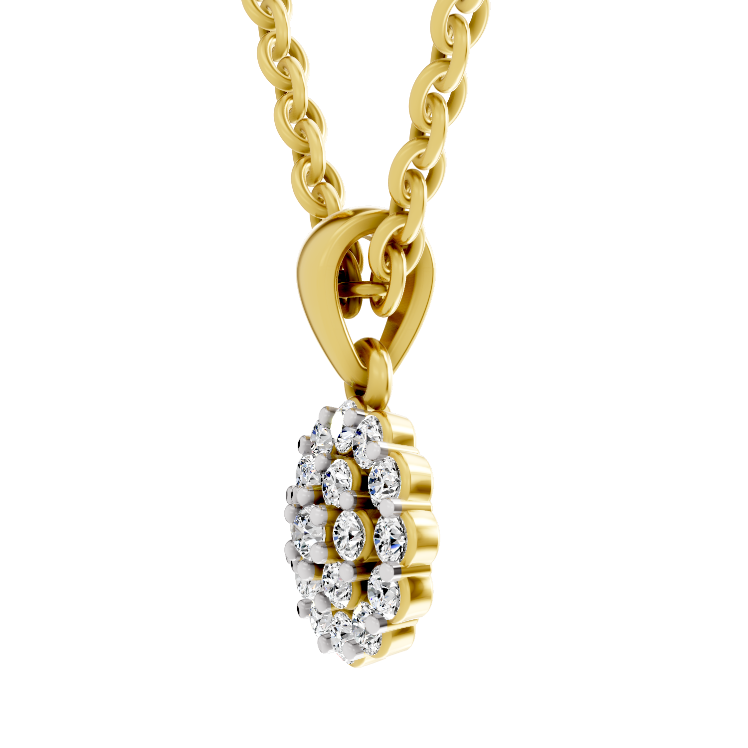 0.31 Carat Snowflake Halo Pendant | 14K Yellow Gold