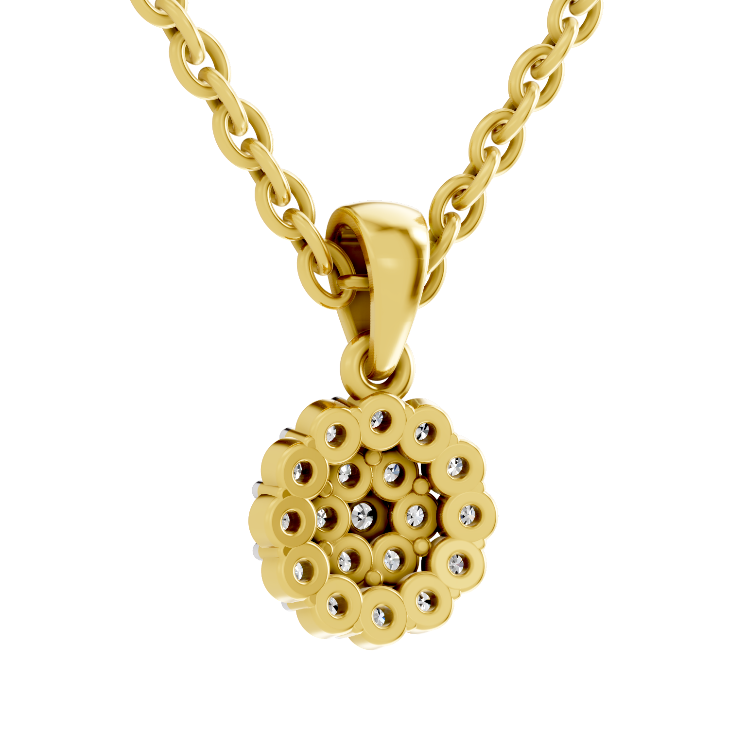 0.31 Carat Snowflake Halo Pendant | 14K Yellow Gold