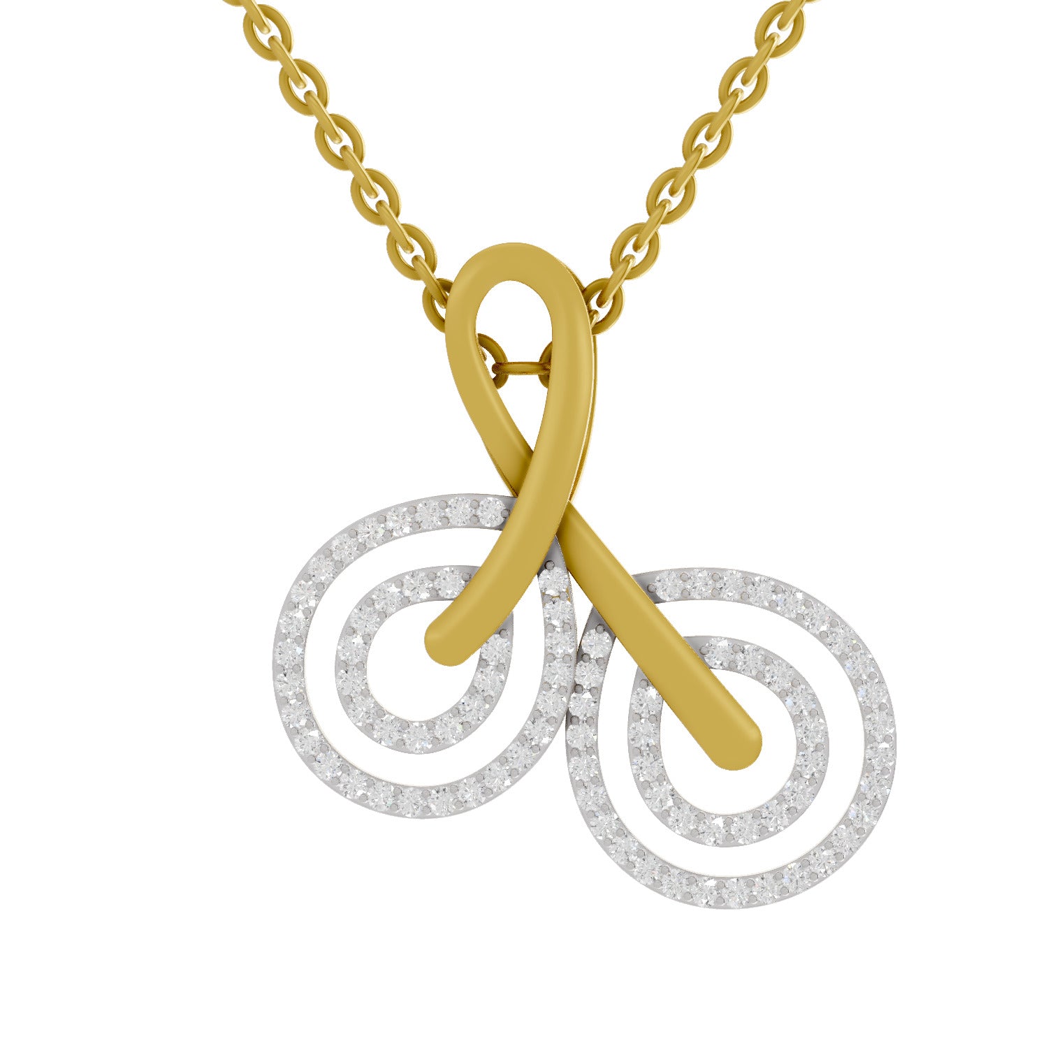 0.5 Round Shape | 925 Sterling Silver Gold Plated Eternity Swirls Pendant Necklace