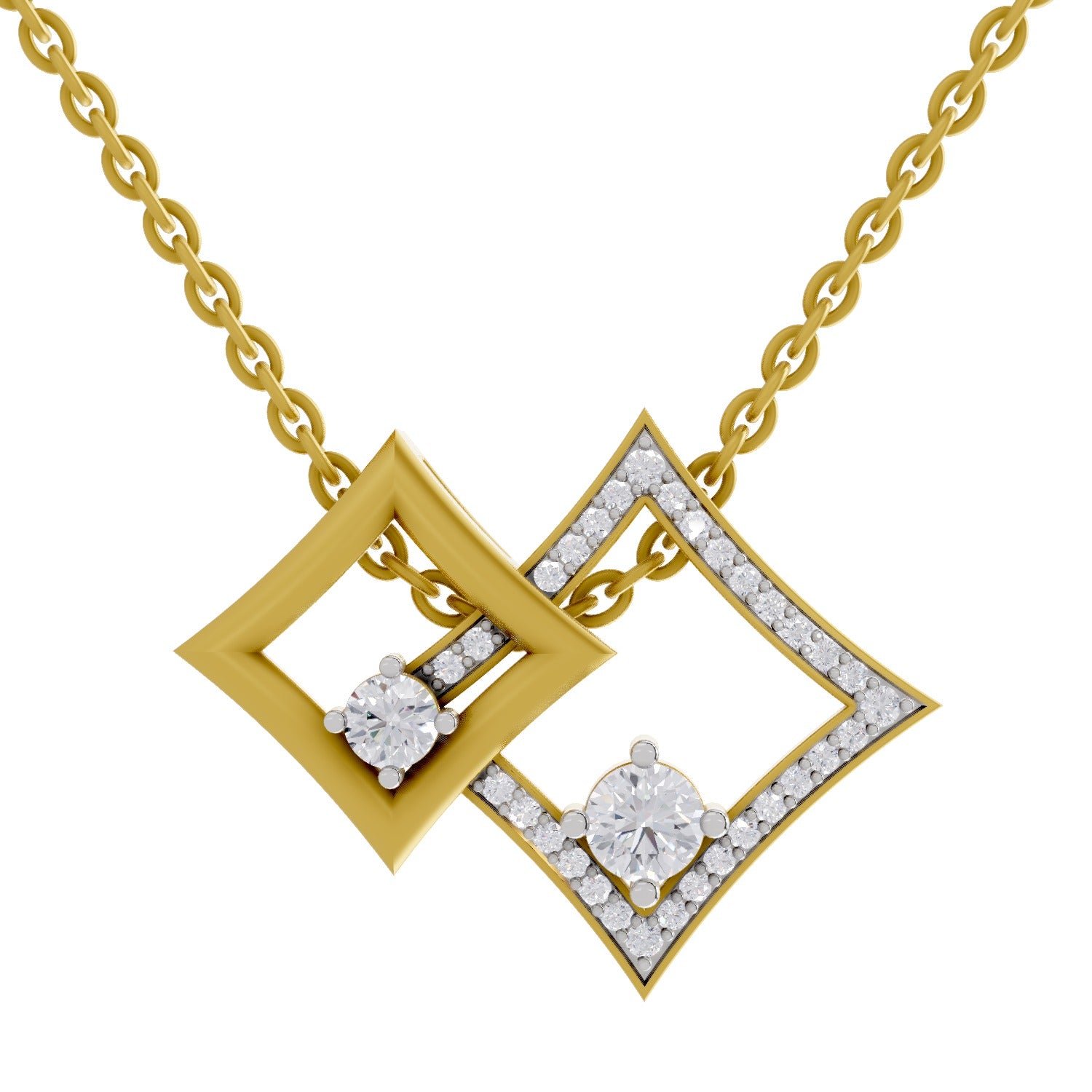 0.51 Round Shape | 925 Sterling Silver Gold Plated Pendant Necklace