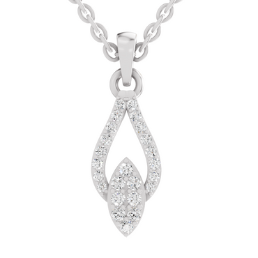 0.29 Carat Dewdrop Leaf Pendant | 14K White Gold