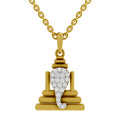 0.26 Round Shape | 925 Sterling Silver Gold Plated Ganesha Pendant Necklace