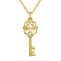 0.04 Round Shape | 925 Sterling Silver Gold Plated Key to Love Pendant Necklace