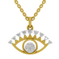 0.38 Round Shape | 925 Sterling Silver Gold Plated Evil Eye Pendant Necklace