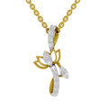 0.28 Round Shape | 925 Sterling Silver Gold Plated Lotus Pendant Necklace
