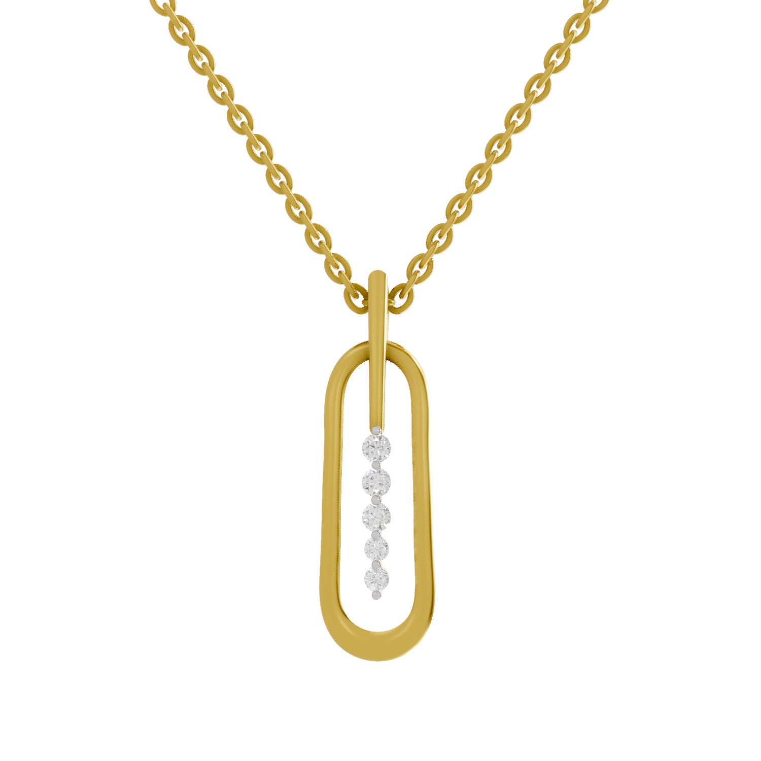 0.15 Round Shape | 925 Sterling Silver Gold Plated Fashion Pendant Necklace