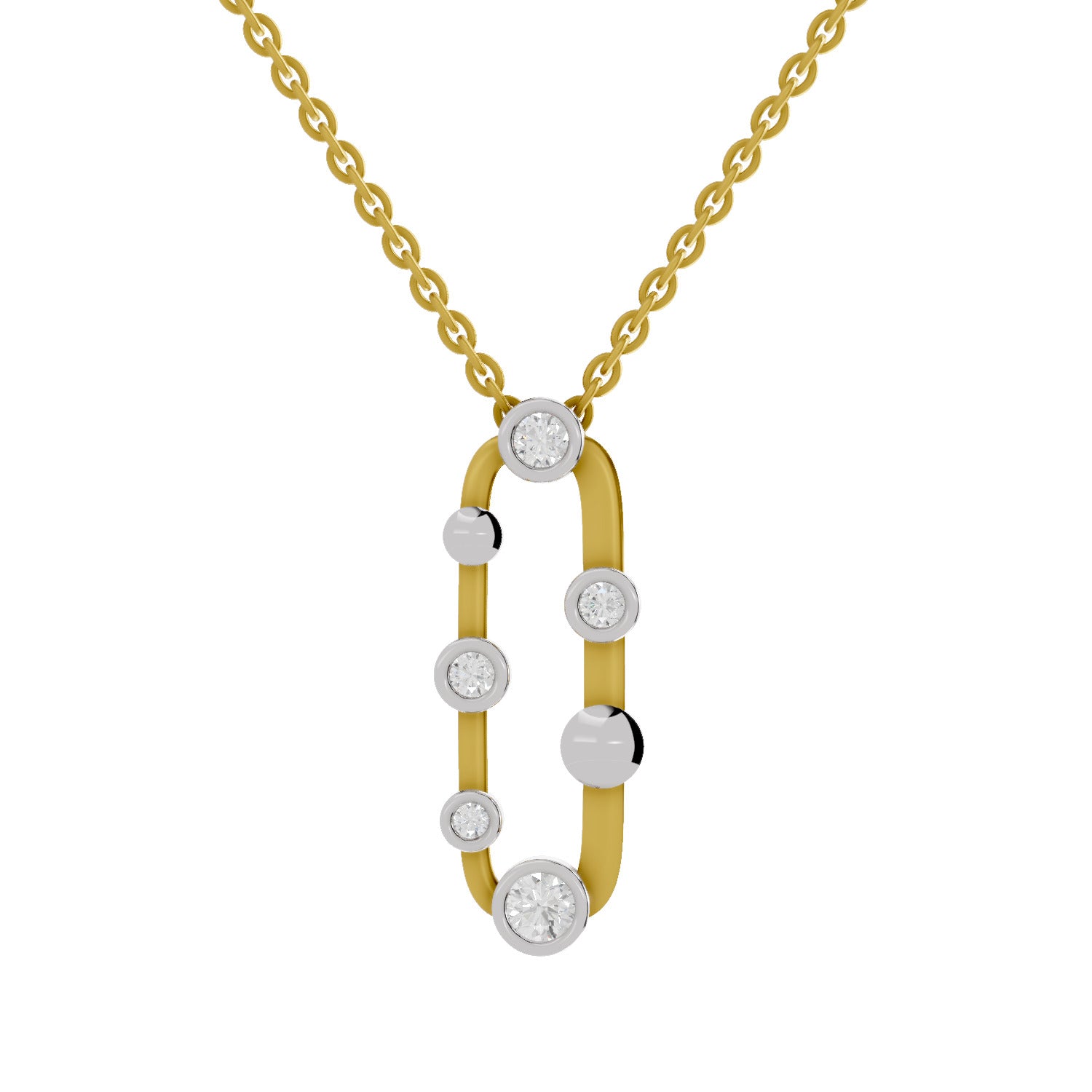 0.45 Round Shape | 925 Sterling Silver Gold Plated Fashion Pendant Necklace