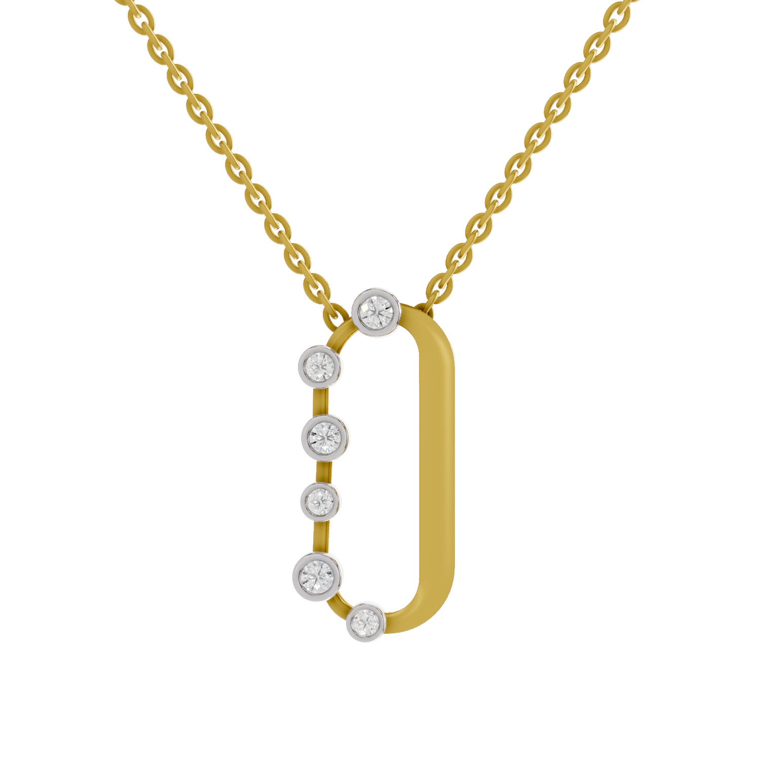 0.31 Round Shape | 925 Sterling Silver Gold Plated Fashion Pendant Necklace