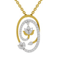 0.61 Round Shape | 925 Sterling Silver Gold Plated Lotus Pendant Necklace