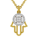 0.35 Round Shape | 925 Sterling Silver Gold Plated Hamsa Hand Pendant Necklace