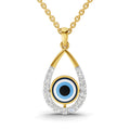 0.56 Carat| 925 Sterling Silver Gold Plated Evil Eye Pendant Necklace