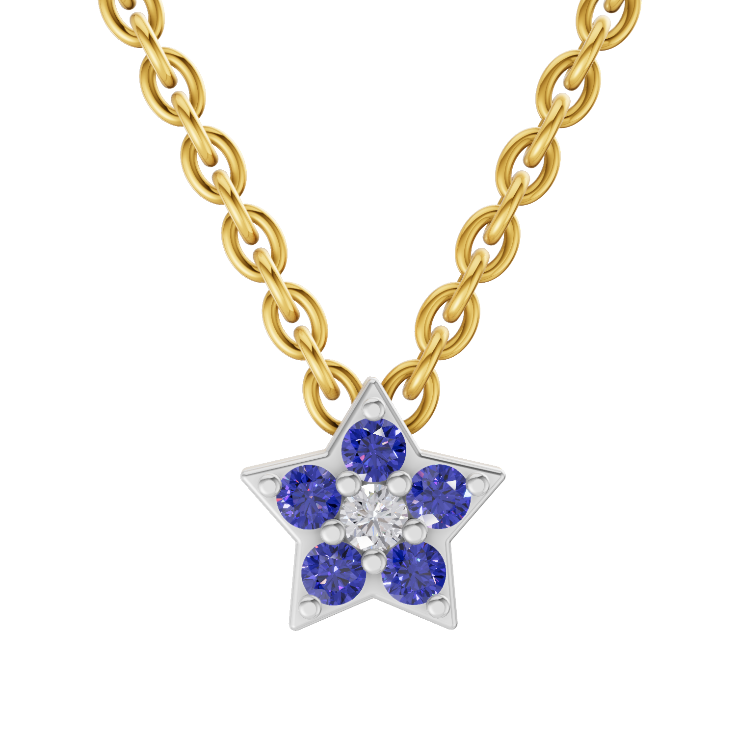 0.02 Carat| 925 Sterling Silver Gold Plated Star Pendant Necklace