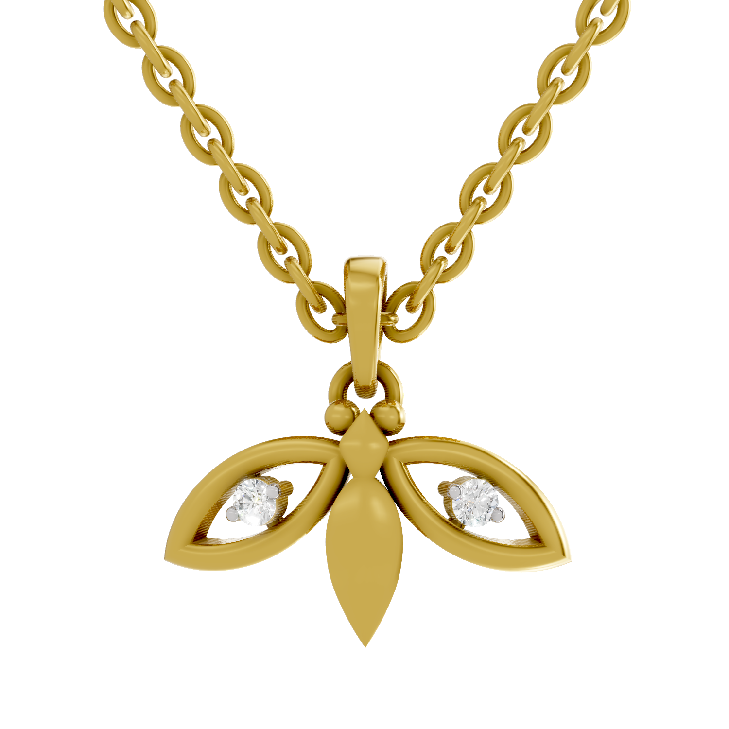 0.04 Carat| 925 Sterling Silver Gold Plated Bee Pendant Necklace