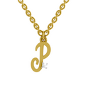 0.02 Carat| 925 Sterling Silver Gold Plated Initial P Pendant Necklace