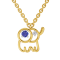 0.02 Carat| 925 Sterling Silver Gold Plated Baby Elephant Pendant Necklace
